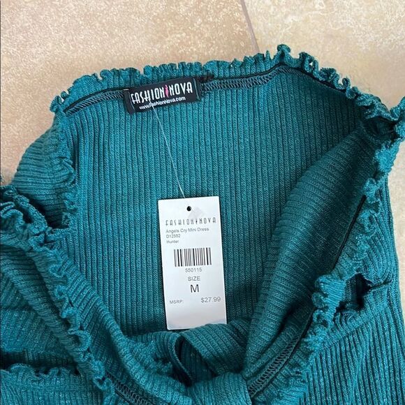 Fashionnova Teal Off-Shoulder Dress - Picture 5 of 6